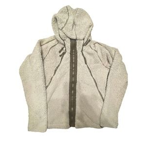 Kuhl Flight Jacket Hooded Sz L Fleece Thumb Loops Zip Pockets Sherpa Womens